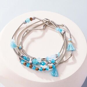 Turquoise Blue Beaded Bracelet Set
